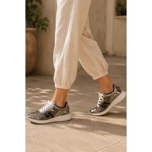 NWT‎ Rollie Weekender Sneakers Women 6 Metallic Gunmetal Mesh Low Top Trainers